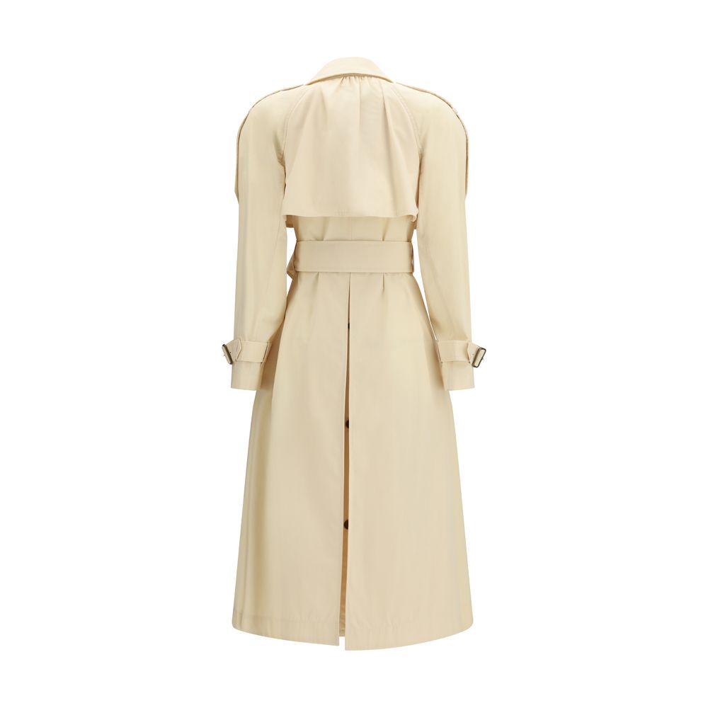 Beige Polyester Trench Coat