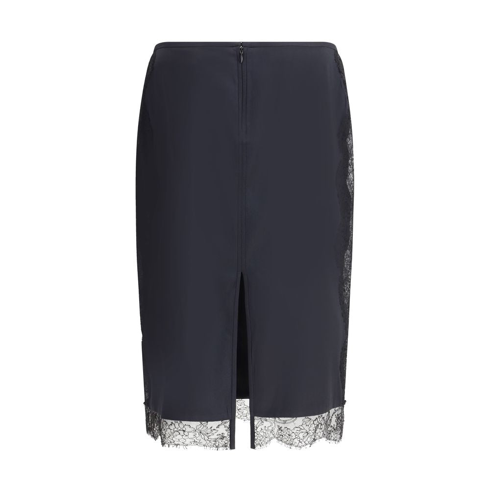 Black Silk Midi Skirt