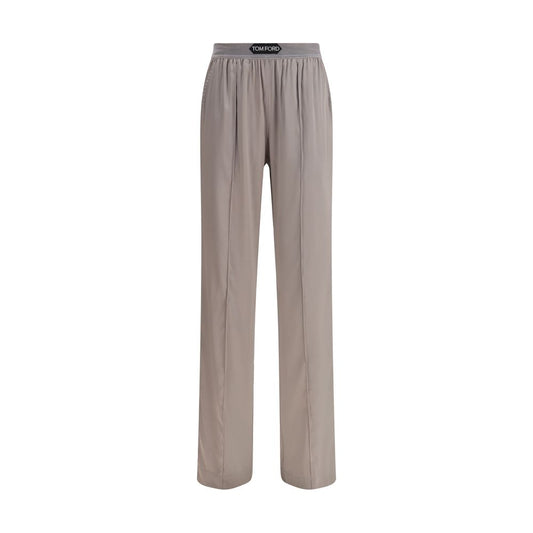 Silver Elastane Casual Pants