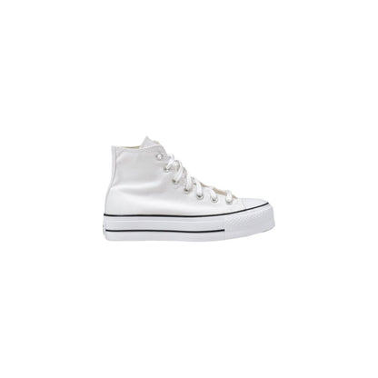 White Polyester Platform Sneakers