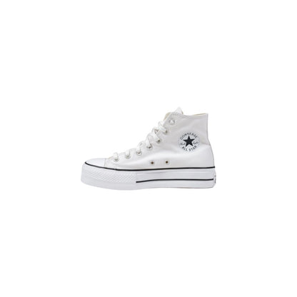 White Polyester Platform Sneakers