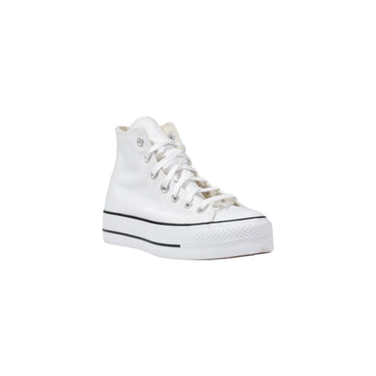 White Polyester Platform Sneakers