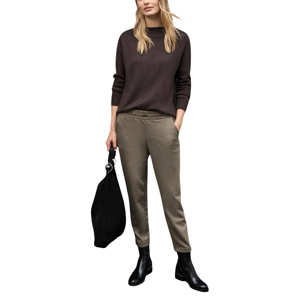 Brown Polyester Casual Pants
