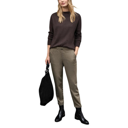 Brown Polyester Casual Pants