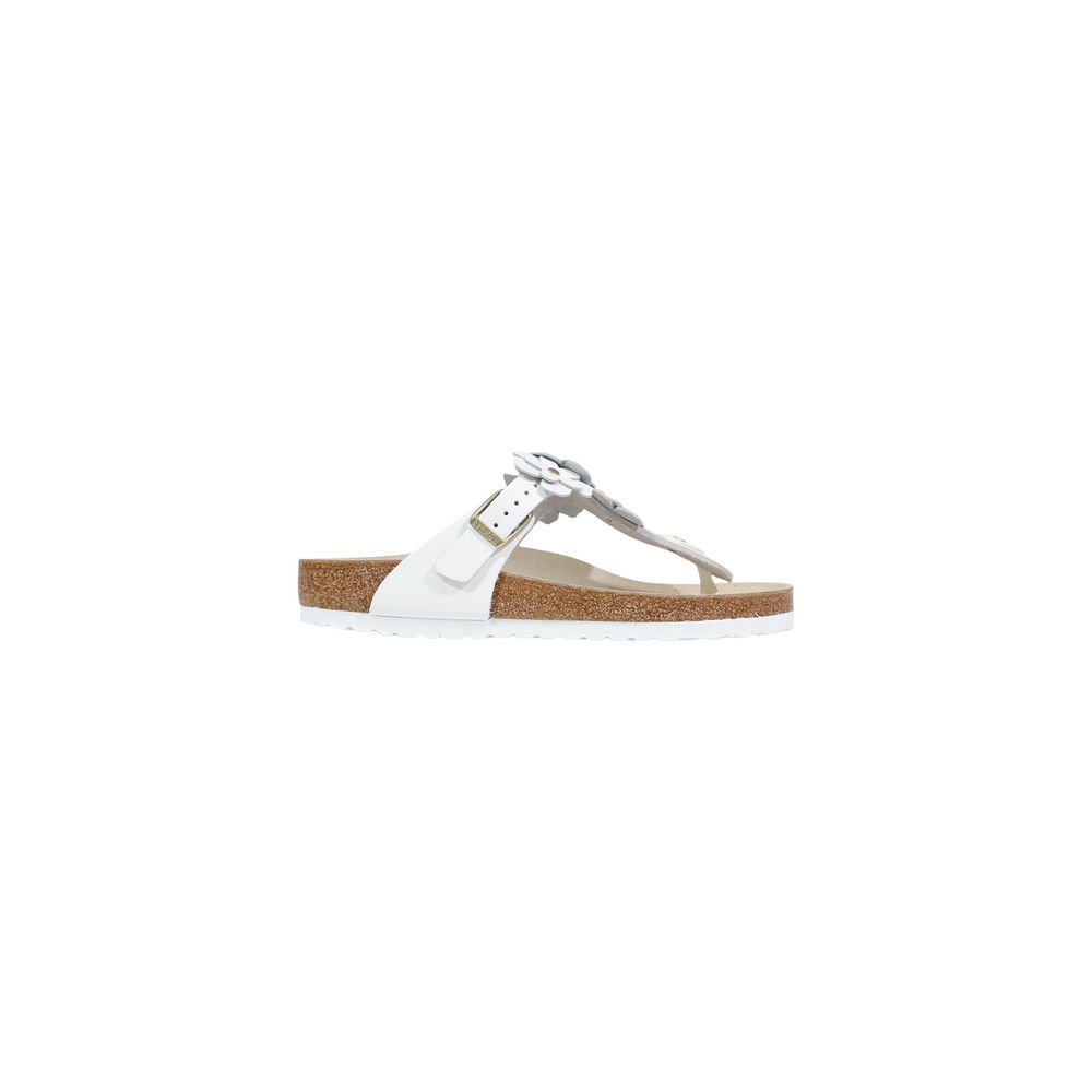 White Leather Flat Sandals