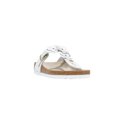 White Leather Flat Sandals