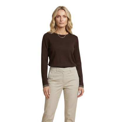 Brown Cotton Long Sleeve T-Shirt