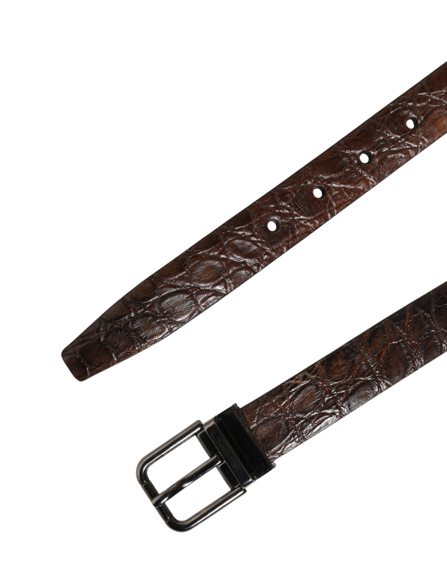 Brown Leather Silver Tone Metal Buckle Belt