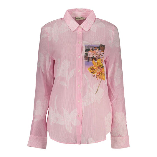 Pink Cotton Women Shirt
