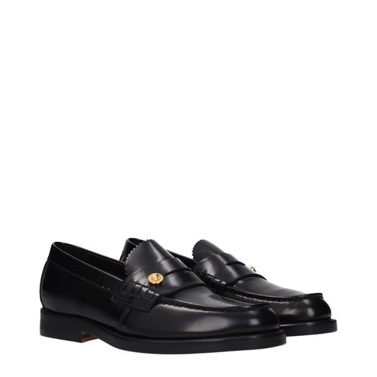 Black Leather Slip-On Loafers