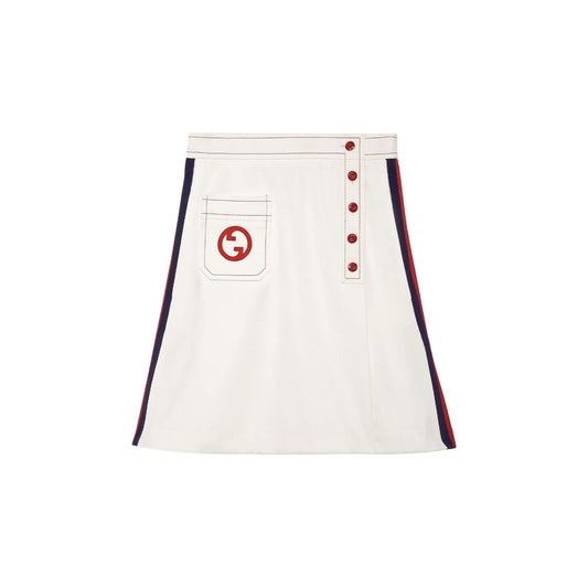 White Polyester Mini Skirt