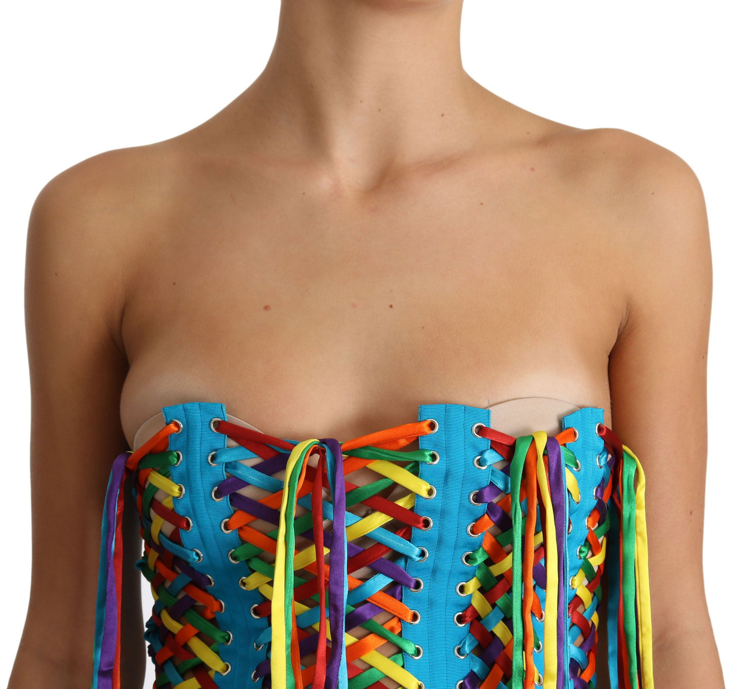 Multicolor Strings Bustier Polyester Corset  Top