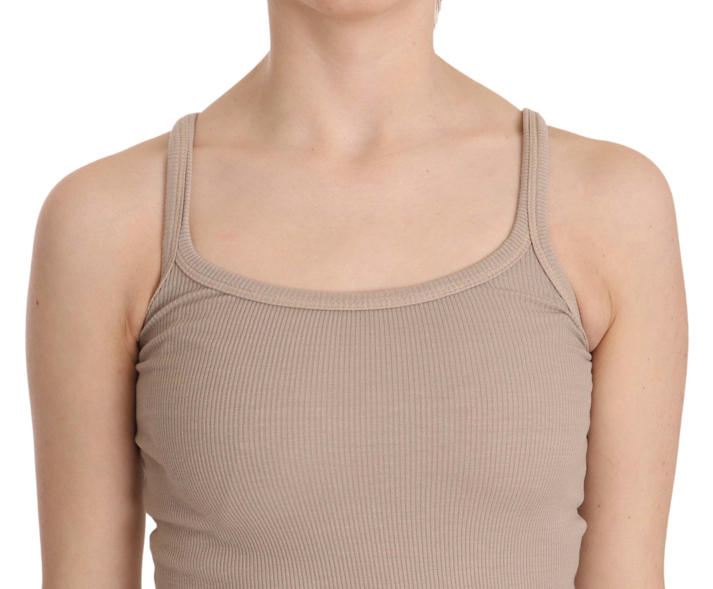 Brown Sleeveless Spaghetti Strap Top Blouse