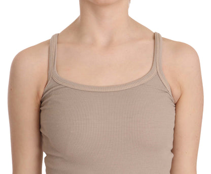 Brown Sleeveless Spaghetti Strap Top Blouse