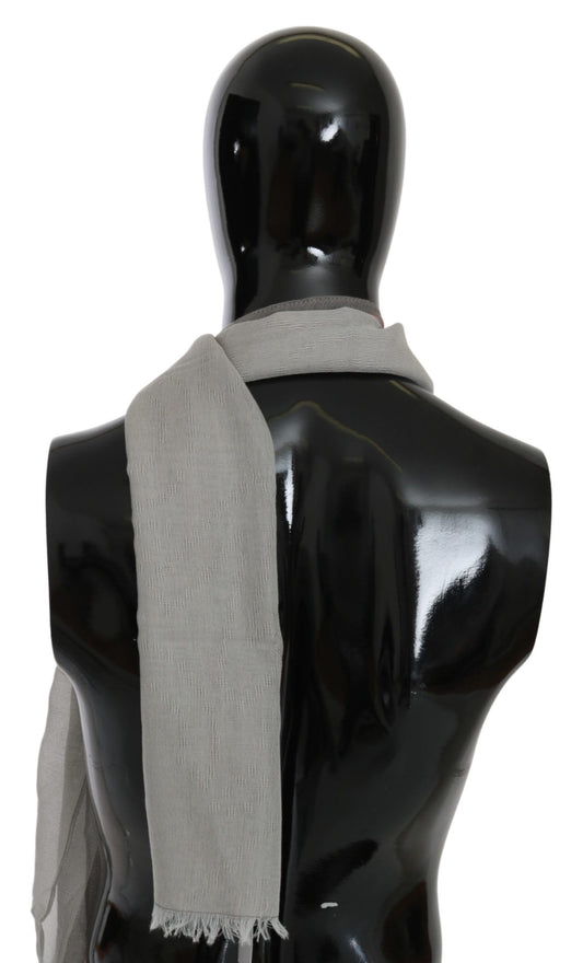 Gray Fringe Neck Wrap Cotton Scarf