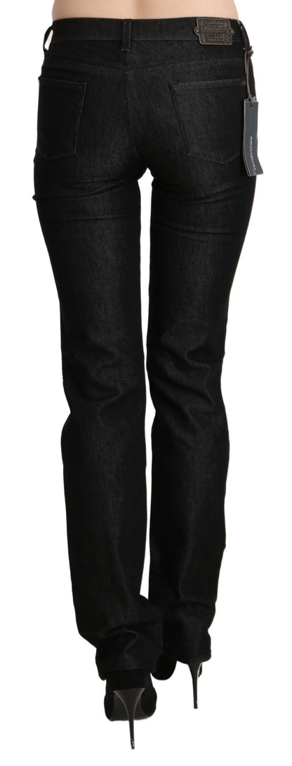 Black Mid Waist Skinny Slim Denim Trouser