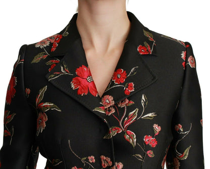 Black Floral Embroidered Jacket Coat