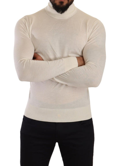 Cream Cashmere Turtleneck Pullover Sweater