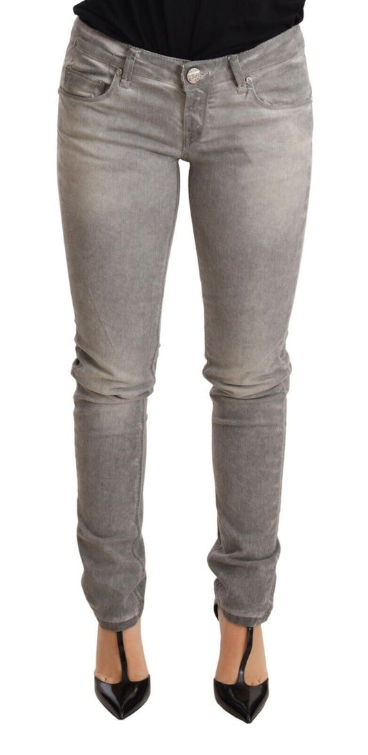 Light Gray Washed Cotton Slim Fit Denim Women Trouser Jeans