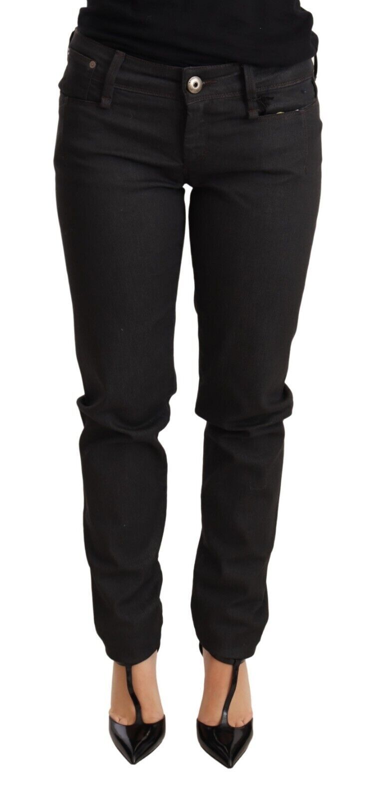 Black Low Waist Skinny Slim Trouser Cotton Jeans