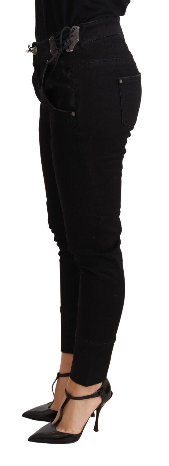 Black Low Waist Skinny Slim Trouser Cotton  Jeans