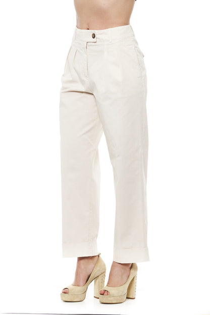 Beige Cotton Jeans & Pants