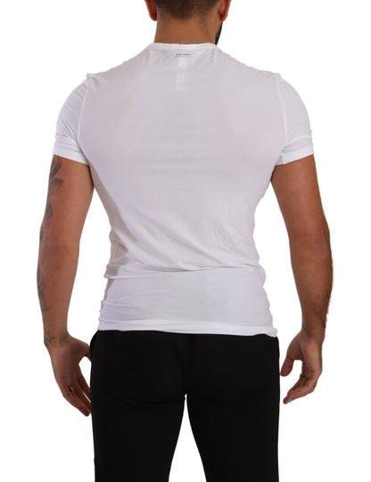 White Round Neck Cotton Stretch T-shirt Underwear