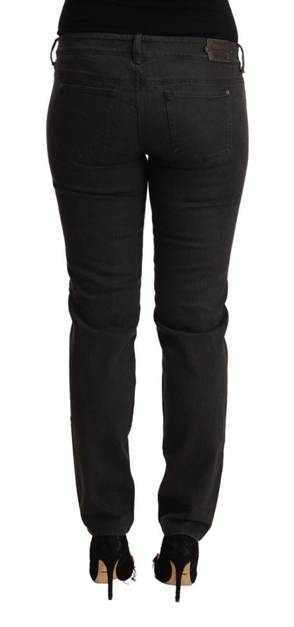Black Low Waist Skinny Denim Cotton Jeans