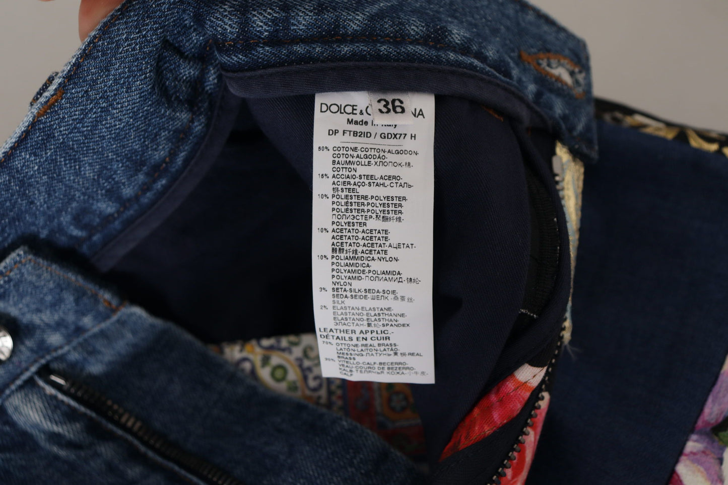 Blue Jeans Jacquard Majolica High Waist Pants