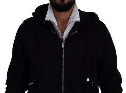 Black Polyester Hooded Full Zip Jacket