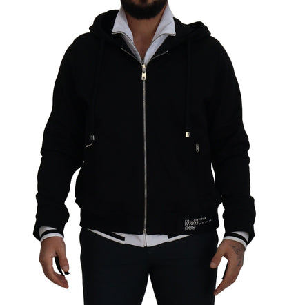 Black Polyester Hooded Full Zip Jacket