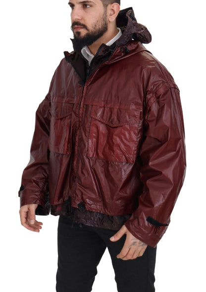 Bordeaux Cotton Hooded Full Zip Jacket