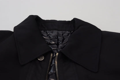 Black Wool Collared Full Zip Jacket