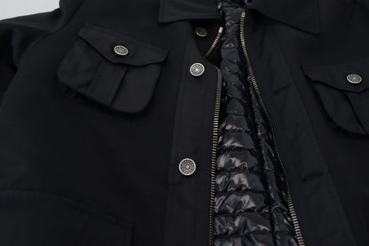 Black Wool Collared Full Zip Jacket
