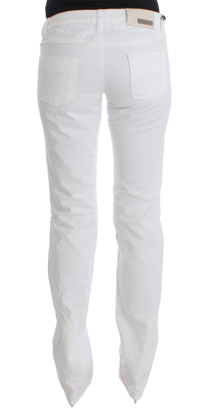 White Cotton Slim Fit Denim Bootcut Jeans