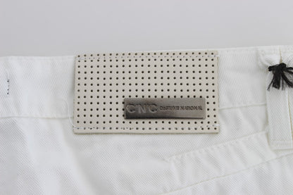 White Cotton Slim Fit Denim Bootcut Jeans