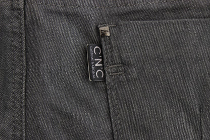 Gray Cotton Blend Slim Fit Jeans