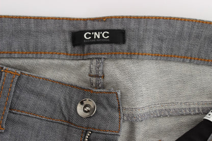 Gray Cotton Regular Fit Denim Jeans