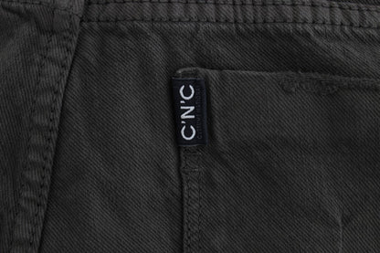 Green Cotton Blend Slim Fit Jeans