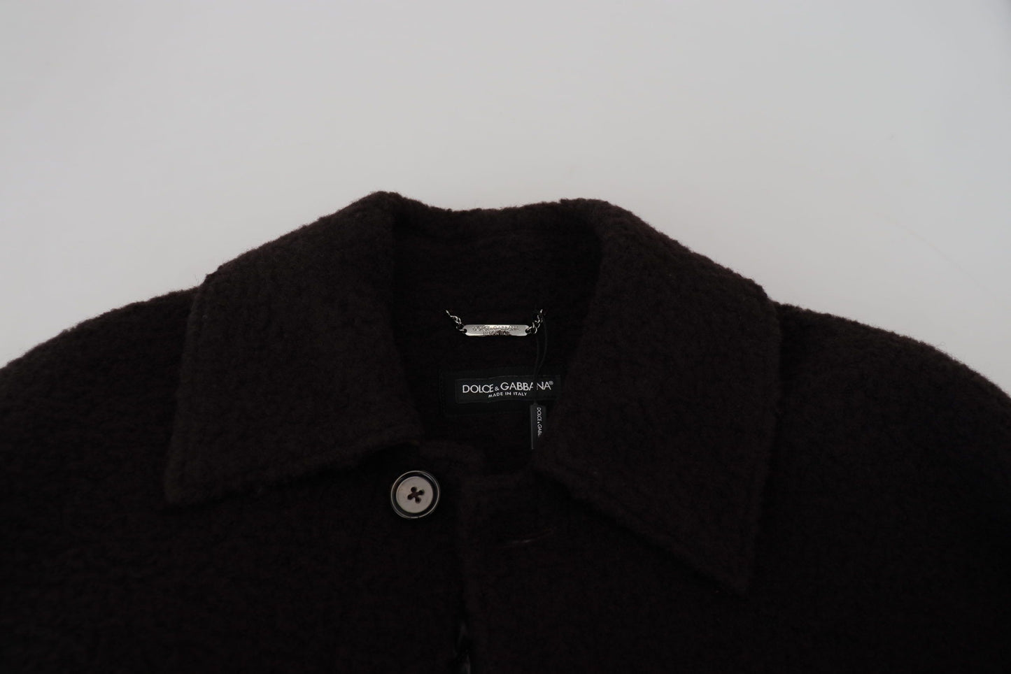 Black Alpaca Button Down Trench Coat Jacket