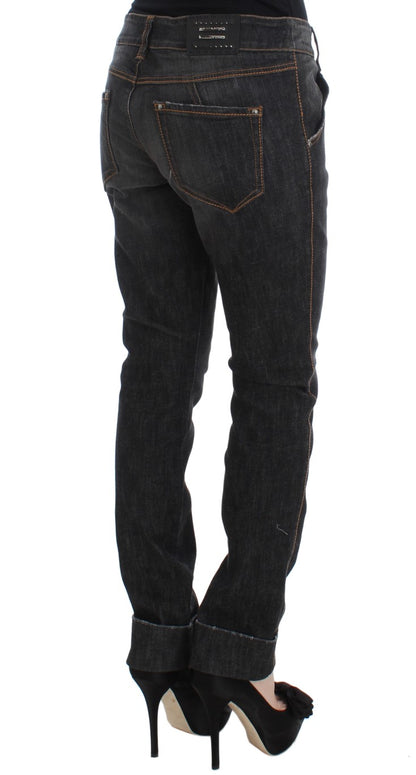 Gray Cotton Slim Fit Denim Jeans