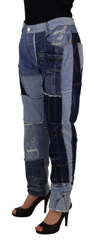Multicolor Patchwork High Waist Denim Jeans