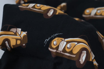 Black Car Print Short Sleeve Polo T-shirt