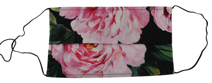 Black Floral Pleated Elastic Ear Strap Face Mask