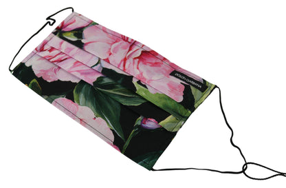 Black Floral Pleated Elastic Ear Strap Face Mask