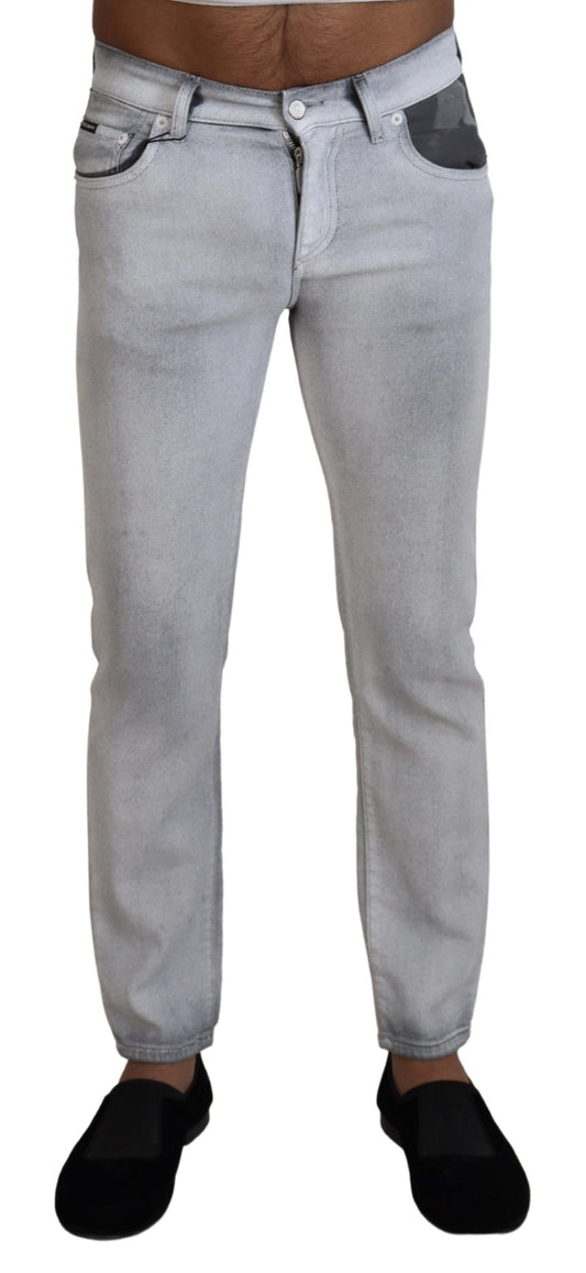 Gray Washed Skinny Men Denim Jeans