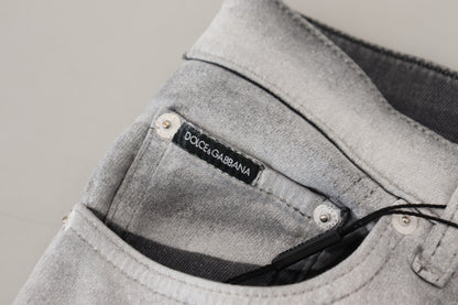 Gray Washed Skinny Men Denim Jeans