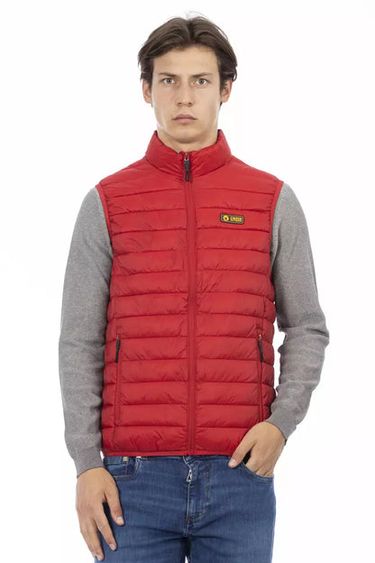 Red Polyester Men's Sleeveless Jacket