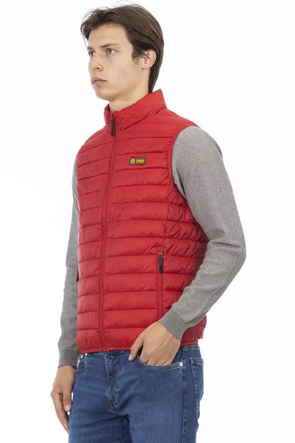 Red Polyester Men's Sleeveless Jacket