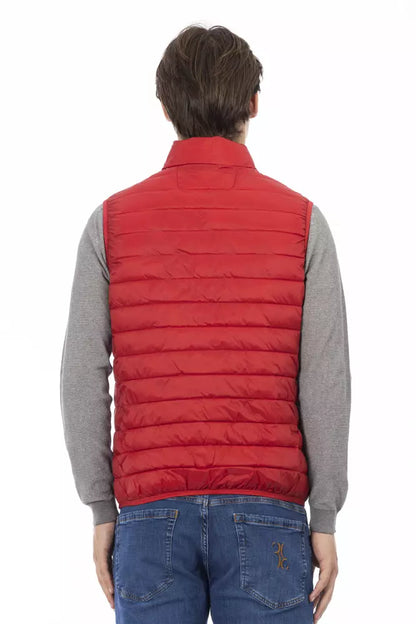 Red Polyester Men's Sleeveless Jacket